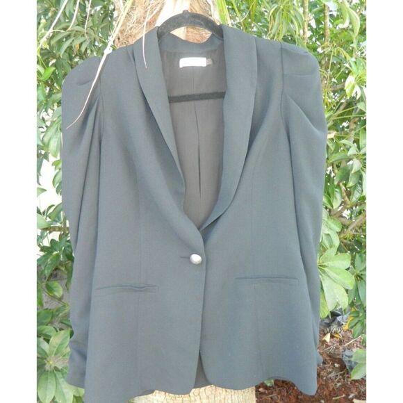 Ramy Brook Blazer Size 4 Black Puff Sleeve Fully Lined‎ Long Line Blazer - Picture 14 of 16